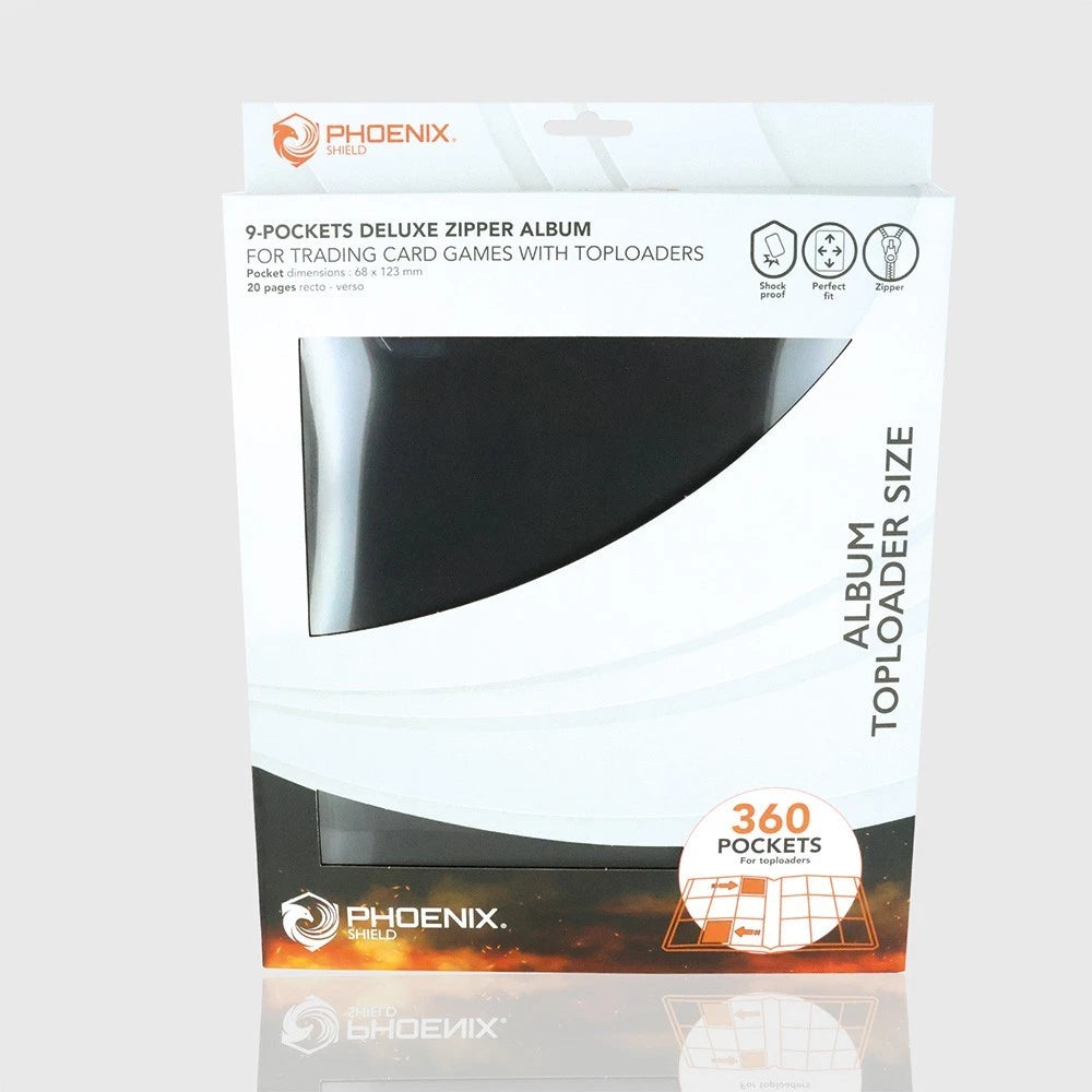 Phoenix Shield - 9-Pockets Deluxe Zipper Album TOPLOADER - 360 cases - Noir