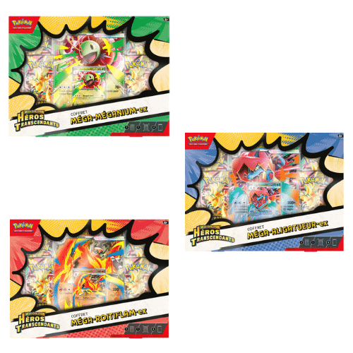 Pokémon - Coffret Mega-Meganium Ex / Roitiflam Ex / Aligatueur Ex - Méga-Évolution : Héros Transcendants ME2.5 🇫🇷