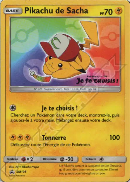 SM108 - Pikachu de Sacha - Promo Soleil et Lune