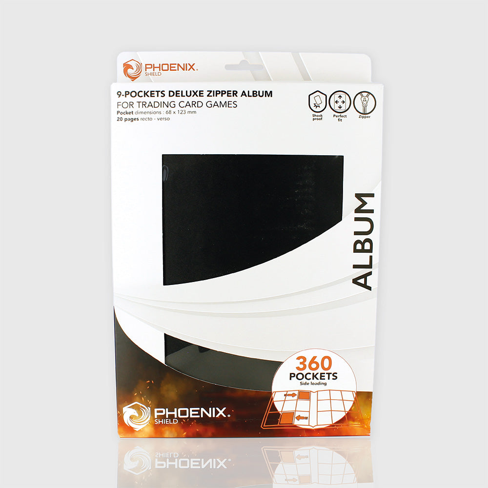 Phoenix Shield - 9-Pockets Deluxe Zipper Album - 360 cases - Noir